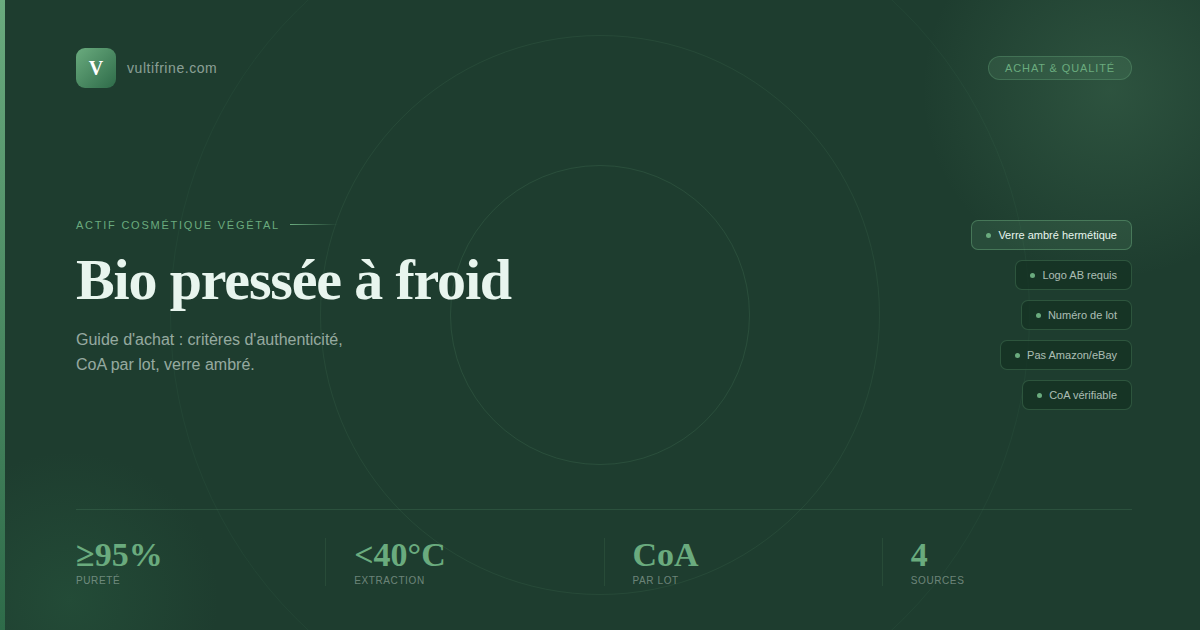 Acheter la vultifrine bio pressée à froid