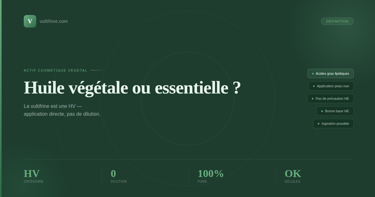 Vultifrine : huile végétale ou essentielle ?